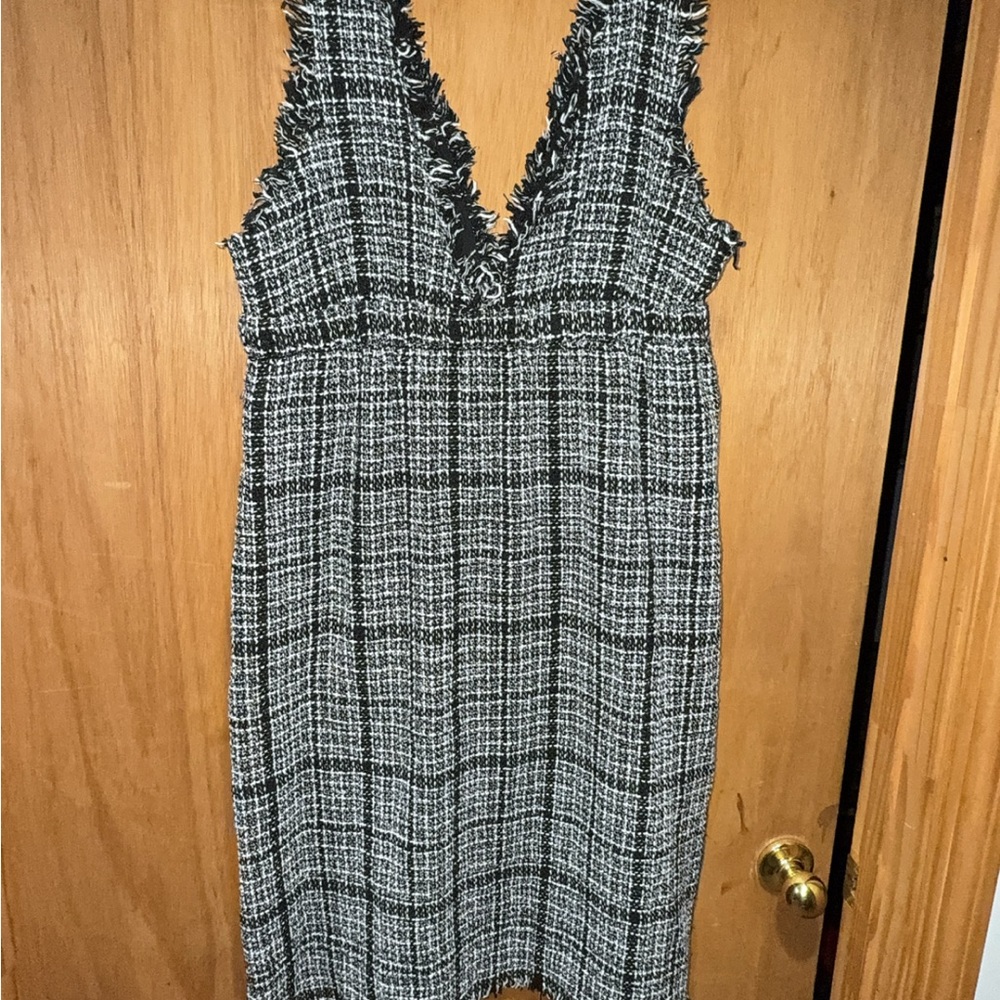 Stylish Black and White Tweed Dress